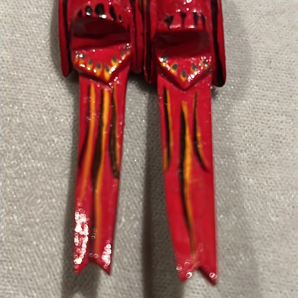 Red Parrot Hand PaintedcPierced Earrings - Picture 8 of 10